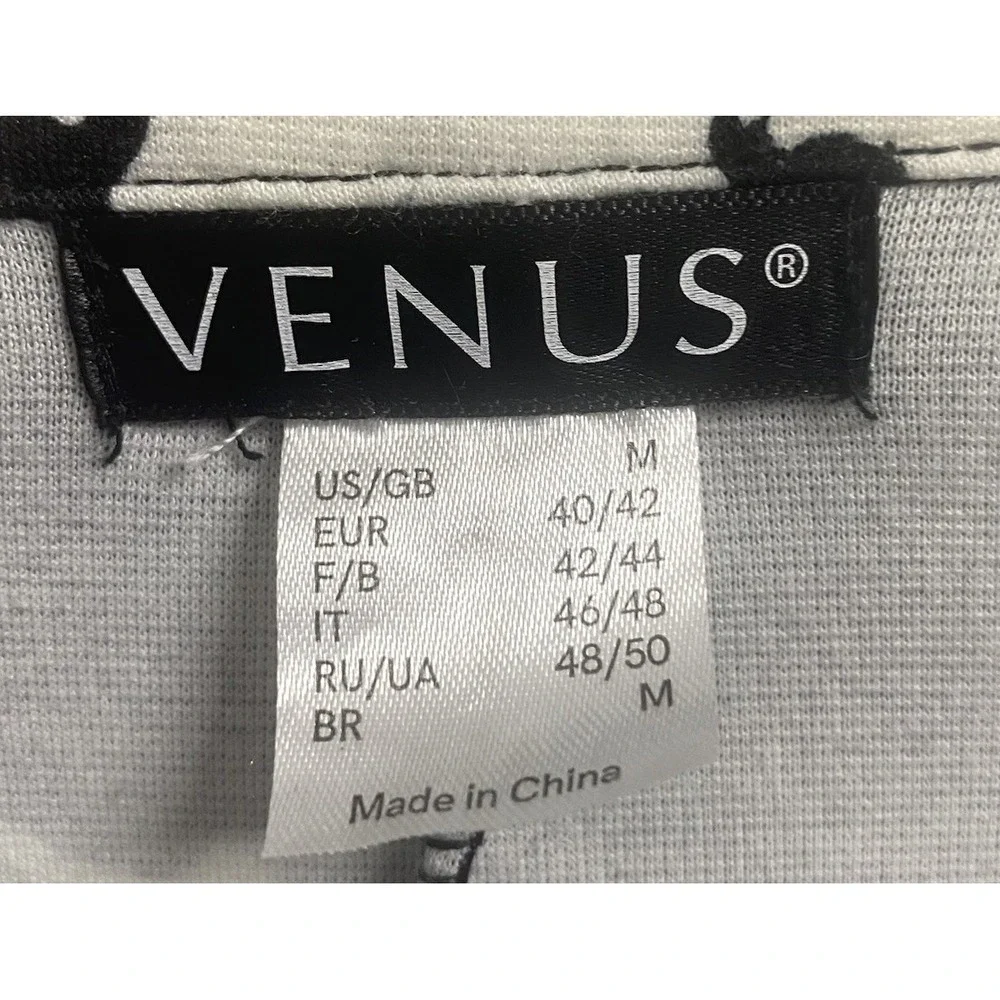VENUS Womens Black&White Printed Floral‎ Button-up Long Blazer Cardigan Sz. M